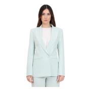 ViCOLO Dubbelknäppt Aqua Paljett Blazer Blue, Dam