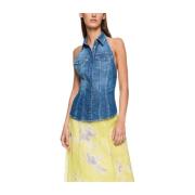 Dondup Sleeveless Tops Blue, Dam