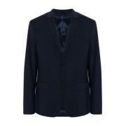 Calvin Klein Blå Ull Blazer Långärmade Fickor Blue, Herr