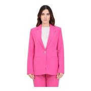 Only Fuchsia Enkelknäppt Blazer med Silverknapp Pink, Dam