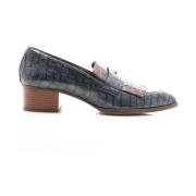 Pertini Läder Penny Loafer med djurtryck Multicolor, Dam