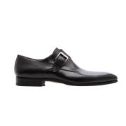 Magnanni Svart Läder Monk Strap Sko Black, Herr