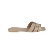 Saint Laurent Tribute 05 Slide Sandaler Beige, Dam