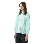 Antik Batik Bomull voile blus Anna Blue, Dam