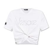 Versace T-shirt med logotyp White, Dam