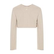 Courrèges Round-neck Knitwear Beige, Dam