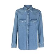 Tom Ford Western-Style Denim Skjorta Blue, Herr