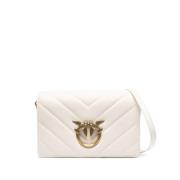 Pinko Quiltad Love Click Crossbody Väska White, Dam