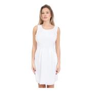 Armani Exchange Vit Satin Crepe Veckad Klänning White, Dam