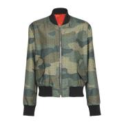 Balmain Camouflage monogram Shantung bomberjacka Green, Herr