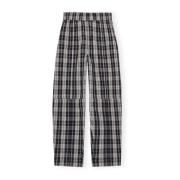 Ganni Check Cotton Curve Pants Black, Dam