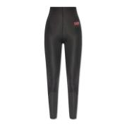 Emporio Armani EA7 Leggings med logotyp Black, Dam