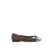 Tory Burch Cap-Toe läder balettlägenheter Brown, Dam