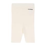 Jil Sander Beige Bomull Logo Shorts Elastisk Design Beige, Dam