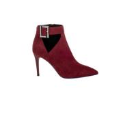 Loriblu Burgundy Mocka Högklackade Ankelboots Red, Dam