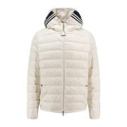 Moncler Vadderad jacka med logotyp huva White, Herr