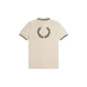 Fred Perry Beige Polo Skjorta med Grafiskt Tryck Beige, Herr