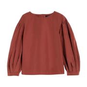 Max Mara Taffeta Crew Neck Blus Red, Dam