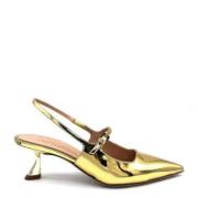 Ninalilou Spegel Läder Slingback Sandaler Yellow, Dam