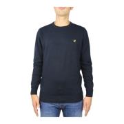 Lyle & Scott Bomull Merino Crew Neck Tröja Blue, Herr