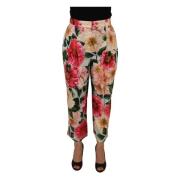 Dolce & Gabbana Multifärgad Flora Hög Midja Cropped Byxor Multicolor, ...