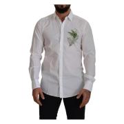 Dolce & Gabbana Vit Bomull Påfågelfjäder Formell Skjorta White, Herr