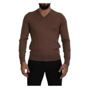 Dolce & Gabbana V-neck Knitwear Brown, Herr