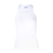 PINKO Vit Ribbad Tanktop White, Dam