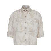 Brunello Cucinelli Short Sleeve Shirts Beige, Dam