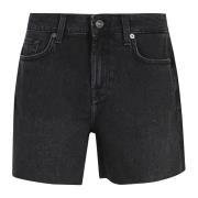 7 For All Mankind Svart Monroe Long Shorts Global Black, Dam