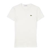 Lacoste Avslappnad bomull T-shirt för kvinnor White, Dam