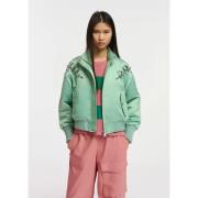 Essentiel Antwerp Satin Bomberjacka med Strass Green, Dam