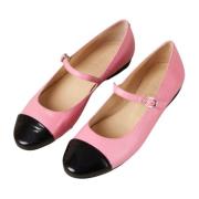 Alohas Svart Rosa Läder Ballet Flats Pink, Dam