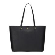 Ralph Lauren Svart Läder Karly Tote Väska Black, Dam