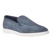 Baldinini Loafer in indigo perforated suede Blue, Herr