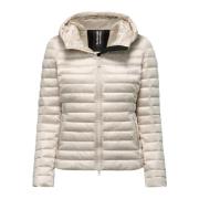 BomBoogie Vadderad jacka med huva i ljus nylon Beige, Dam