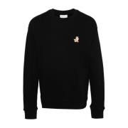 Maison Kitsuné Svart Comfort-Fit Tröja med Speedy Fox Logo Patch Black...