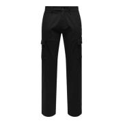 ONLY & SONS Straight Trousers Black, Herr