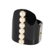 Chanel Vintage Pre-owned Tyg armband Black, Dam