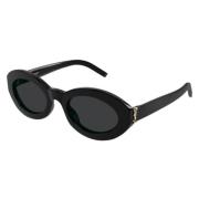 Saint Laurent Svart Bold Oval Solglasögon SL M136 Black, Unisex