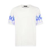 Vision OF Super Vit T-shirt med Blåa Flammor White, Herr