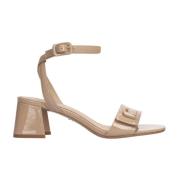 Lola Cruz Nude Läder Korsrem Sandaler Beige, Dam