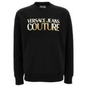 Versace Jeans Couture Logo-Print Bomullssweatshirt Svart Black, Herr