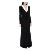 Alessandra Rich Rosa Applique Maxi Cady Klänning Black, Dam