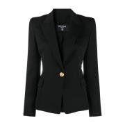 Balmain Lyxig Svart Ullblazer Black, Dam