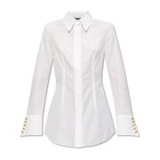 Balmain Bomullsskjorta med logotyp White, Dam