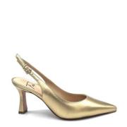 Roberto Festa Guld Laminerad Slingback Klackar Yellow, Dam