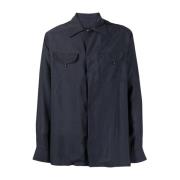 Giorgio Armani Long Sleeve Tops Blue, Herr