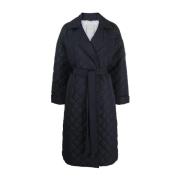 Tommy Hilfiger Blå Quiltad Trench Coat Blue, Dam