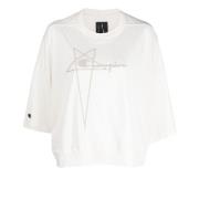 Rick Owens Cropped T-shirt Beige, Dam